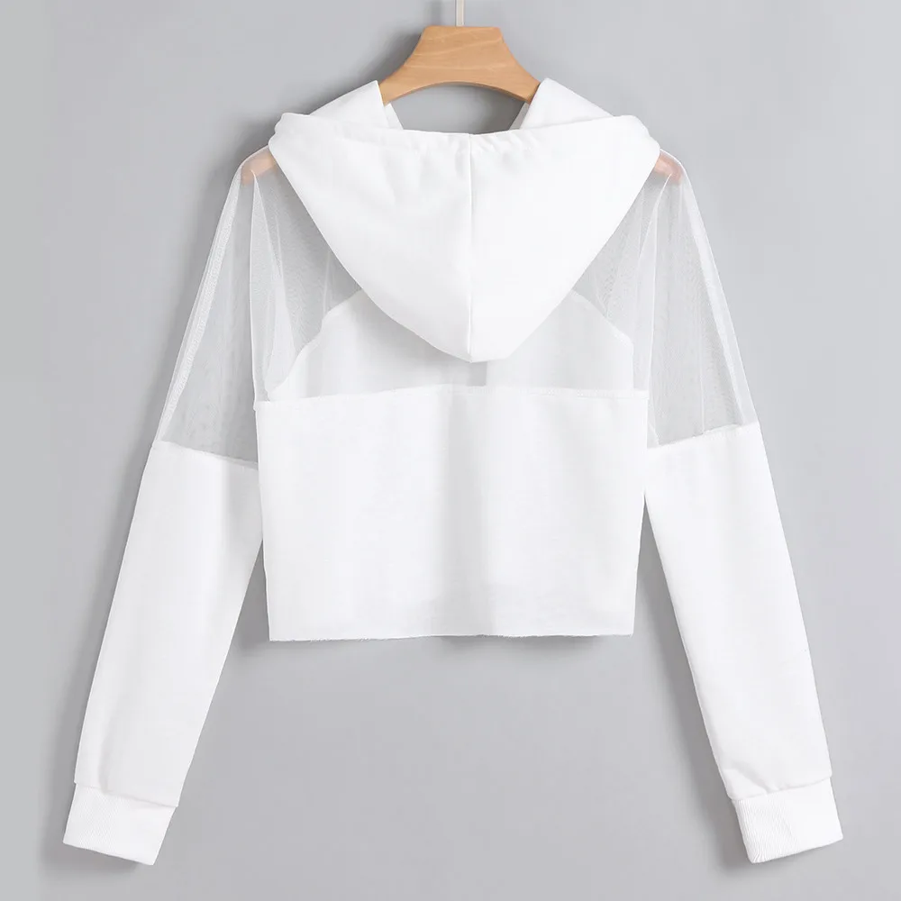 Осень 2019 толстовка в стиле Харадзюку худи женская уличная одежда сетчатая