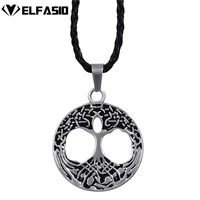 mens boys irish celtic knot tree of life pendant with black necklace jewelry wlp219