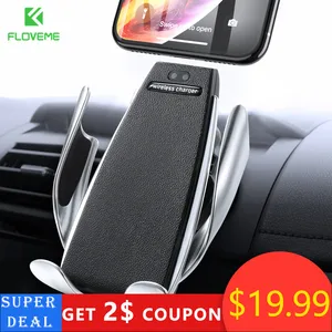 floveme infrared touch car phone holder wireless charging for iphone samsung 360 navigation car mount holder car stand support free global shipping