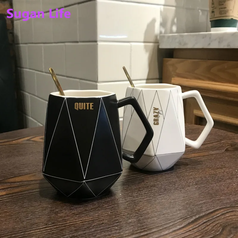 Новая креативная многоугольная керамическая кружка для офиса кофе молока пара