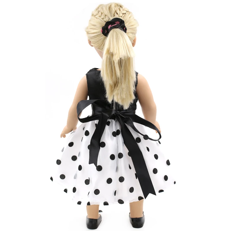 LIN KUN/милое платье с бантом в черный горошек Одежда для кукол 18 дюймов юбка девочек