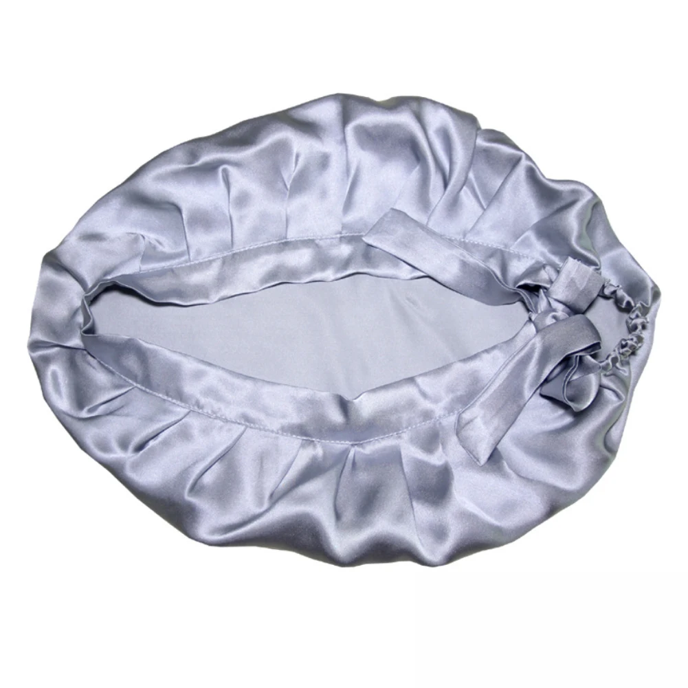 Silver Grey Однотонная Мягкая Шелковая дышащая женская ночная шапка-тюрбан для ухода за волосами колпак для сна головной убор банный Инструмент Мода - Цвет: Silver Grey