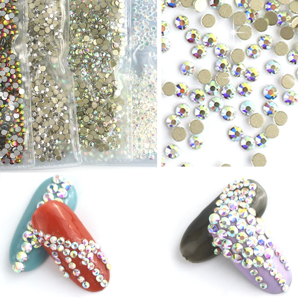 Прозрачные стразы с кристаллом AB плоской задней стороной для дизайна ногтей