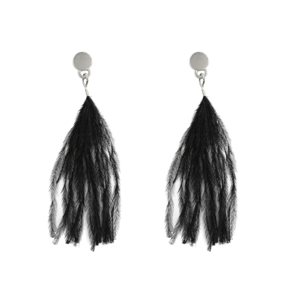 2017 популярные длинные модные серьги с кисточками и перьями в этническом стиле