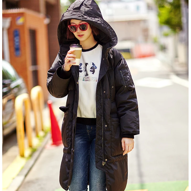 

2020 High Quality 80% White Duck Down Parka Plus Size Fashion European Style Loose Long Winter Jacket Women Coat Female WUJ0593