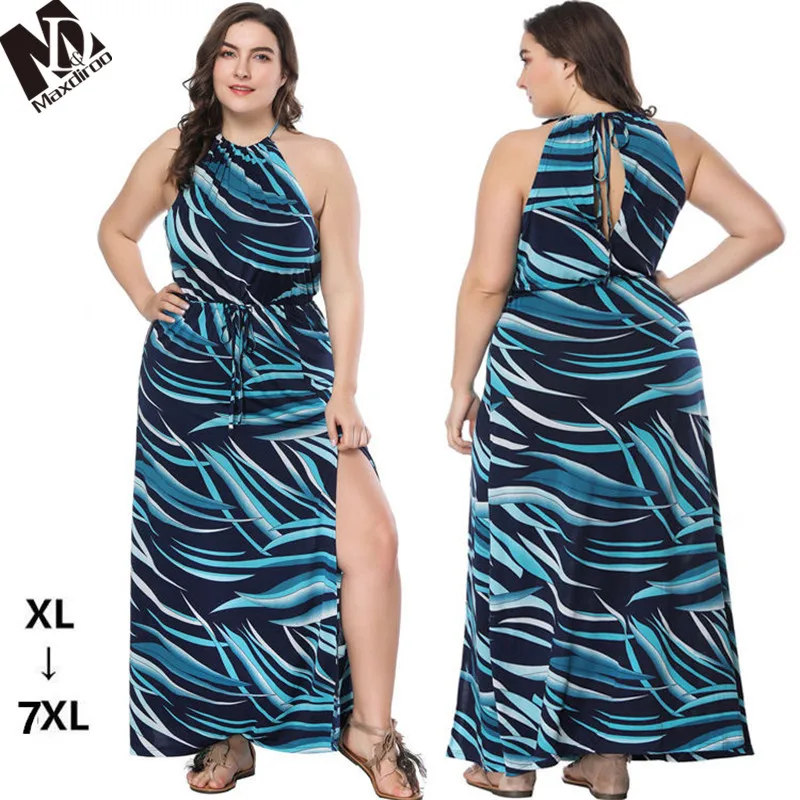 Maxdiroo Women Summer Off Shoulder Dress Plus Size Beach Ladies Dresses Causal Chiffon Long Maxi 5xl 6xl 7xl | Женская одежда