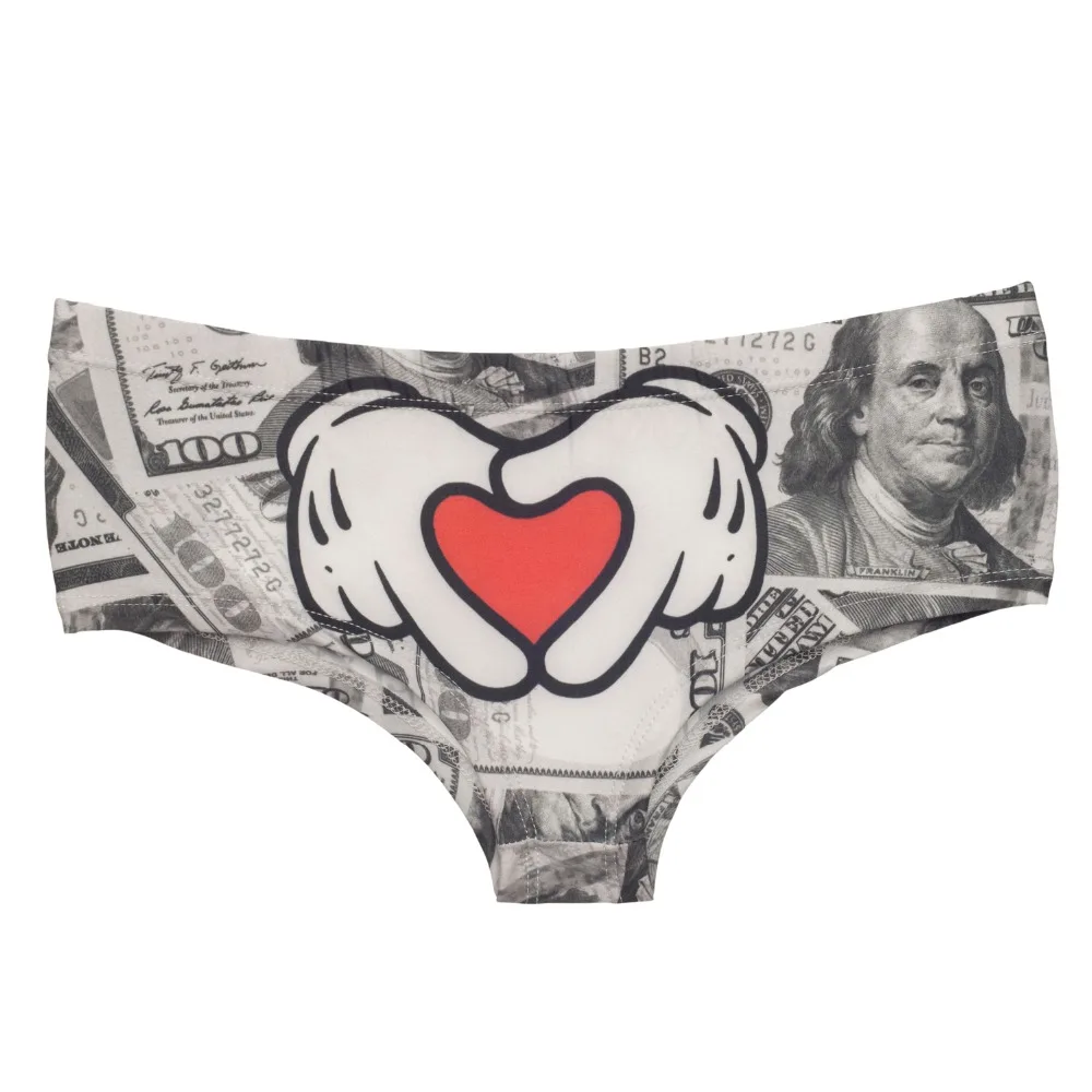 Женские трусики стринги LEIMOLIS серые с забавным принтом в виде сердца милое нижнее