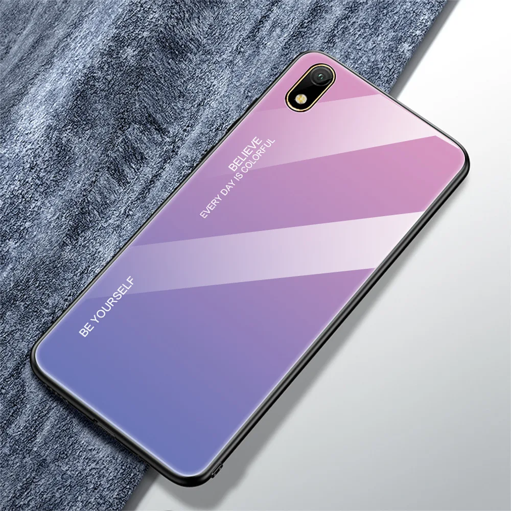 Стеклянный чехол для Huawei Y5 2019 бампер Силиконовый противоударный из закаленного