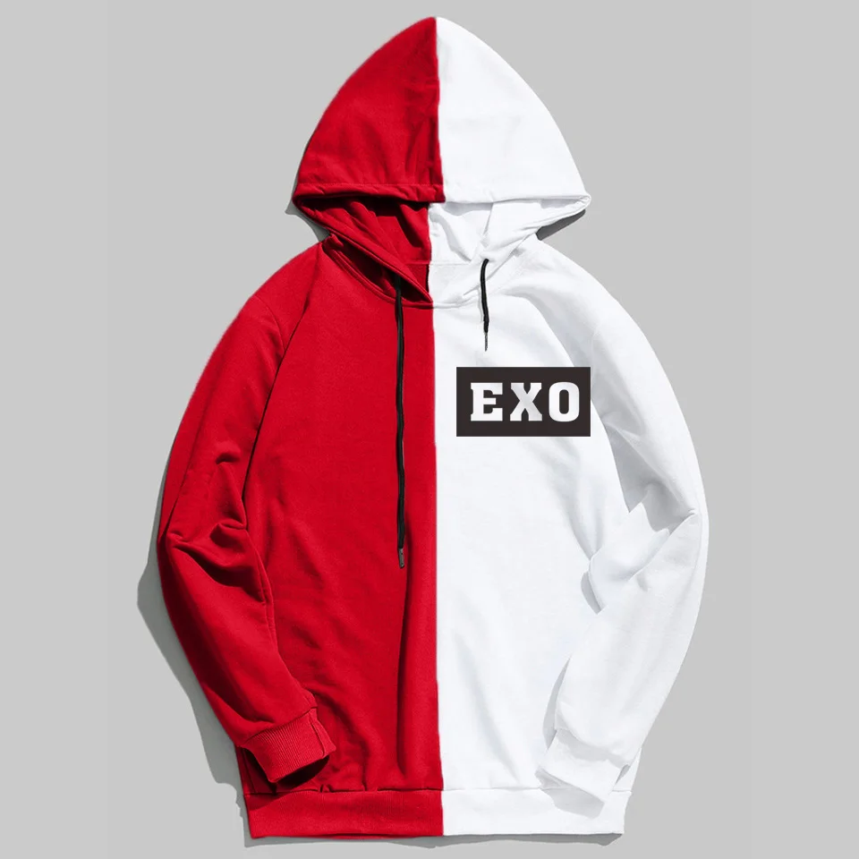 VAGROVSY Kpop EXO мужские и женские толстовки XIUMIN CHANYEOL уличная Лоскутная Толстовка K-pop хип-хоп пуловер толстовки Sudadera - Цвет: color2
