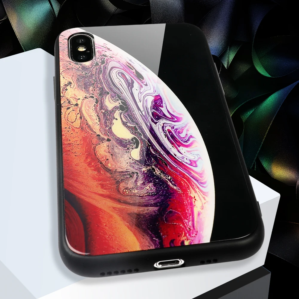 MYSUN стеклянный чехол для iPhone XS Max XR X 6 6S 7 8 Plus Винтажный телефона с полным корпусом