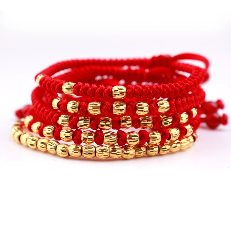 

Solid 24K Yellow Gold Bracelet Women 999 Gold Beads String Weave Bracelet