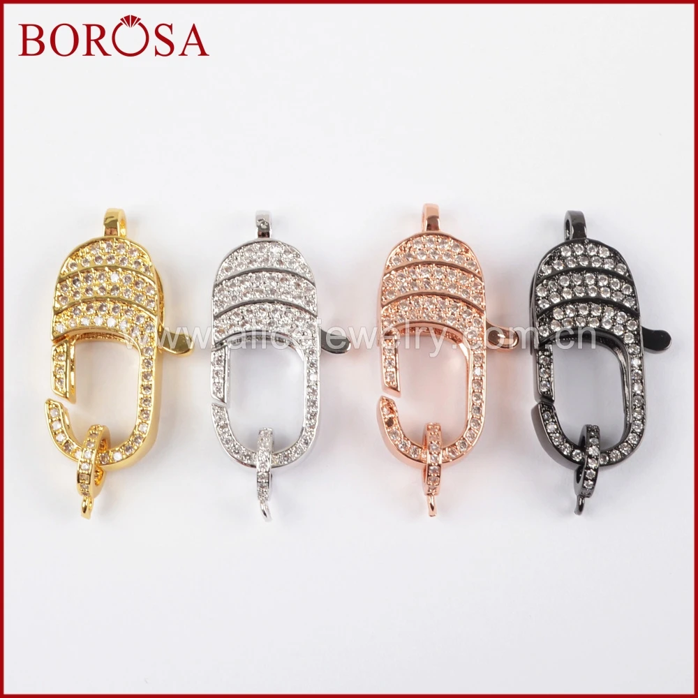 BOROSA Micro Pave Цирконий камень застежка с кольцом для самостоятельного изготовления