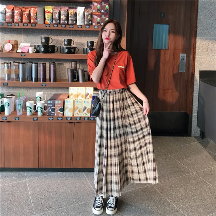 Faldas Mujer Moda Harajuku юбка японская, длинные юбки для женщин Макси Faldas Mujer Moda, консервативный стиль, трапециевидная Женская юбка