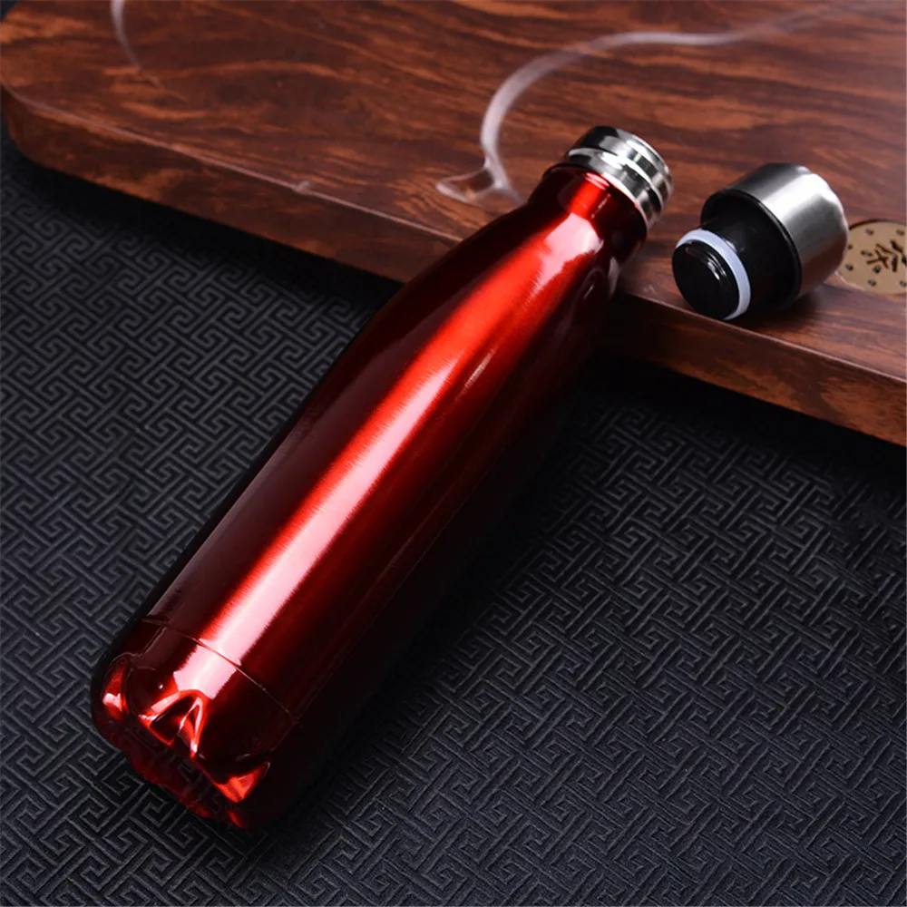 Solid Color Vacuum Flask Water Bottle Leak-proof Stainless Steel Thermos Cold Insulated Car Bicycle Drink Cup | Дом и сад