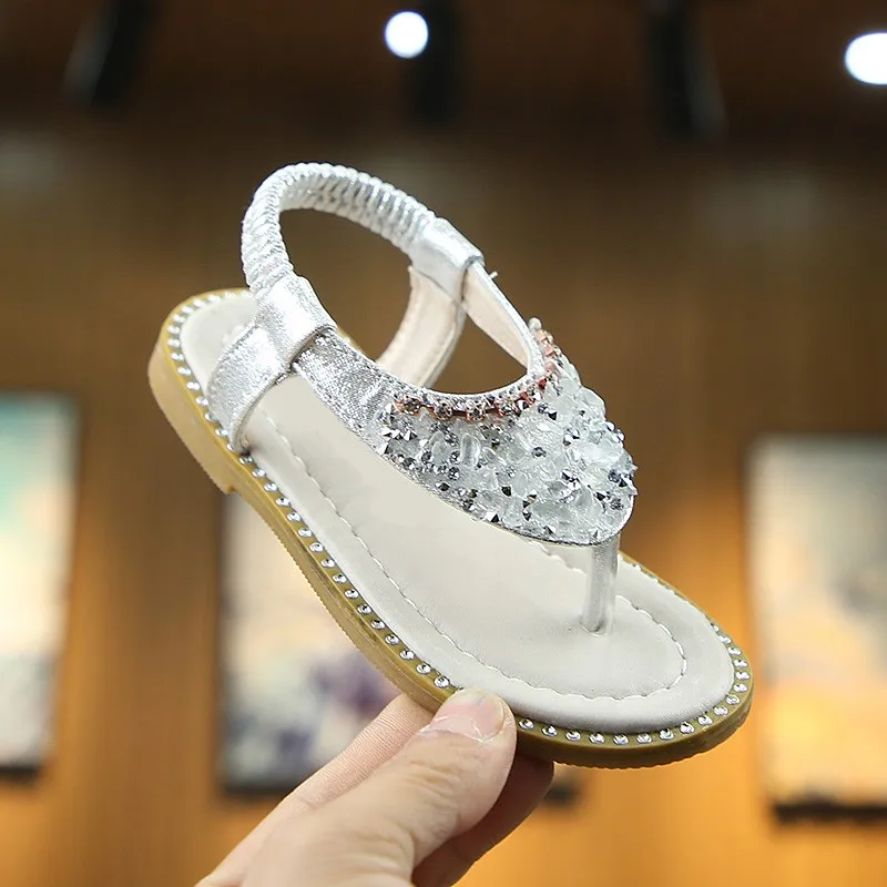 

Summer Kids Sandals Rhinestone Design Sandal Girl Open Toe Princess Shoes