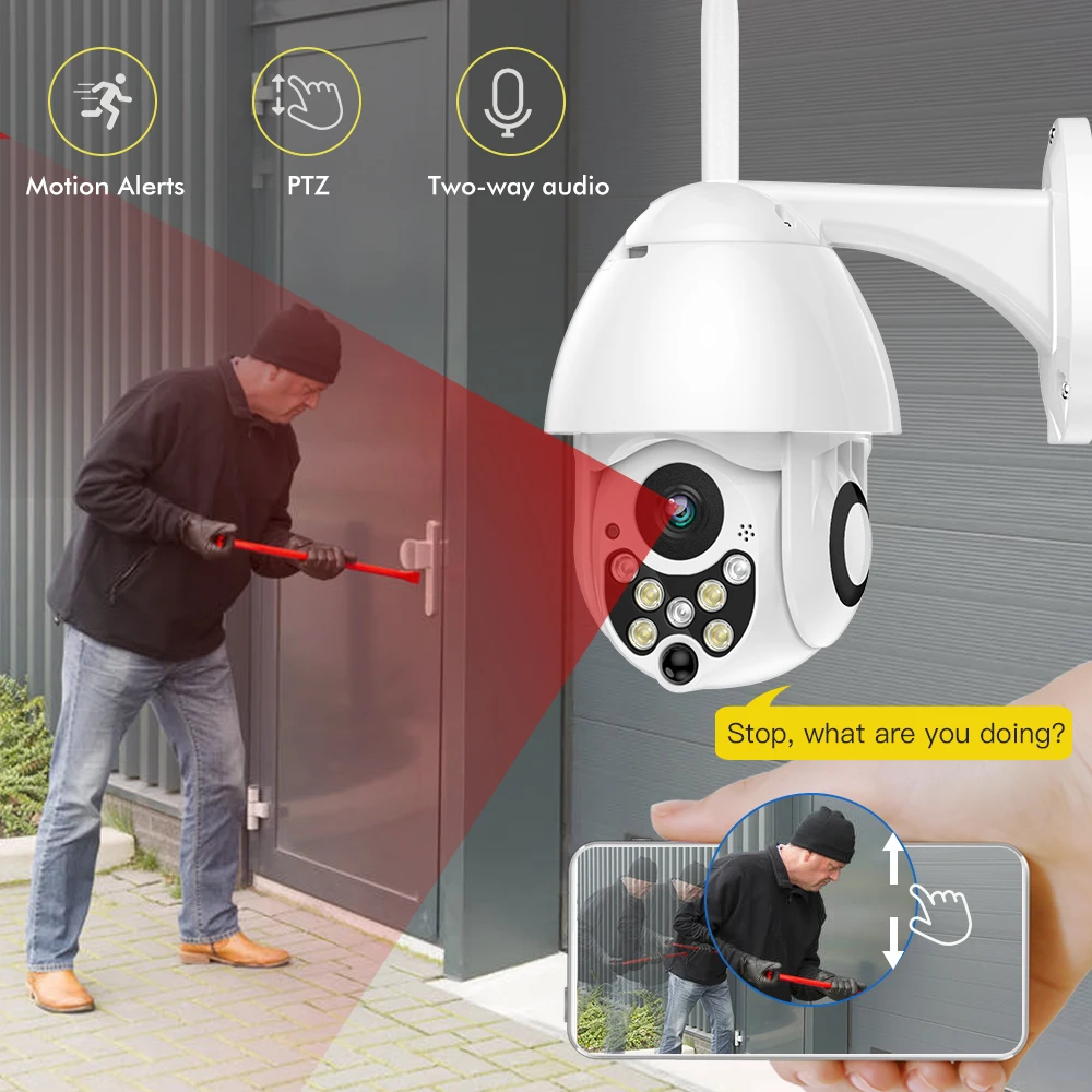 SDETER беспроводная IP-камера Wifi 1080P 2MP скоростная купольная PTZ наружная IP66 Onvif