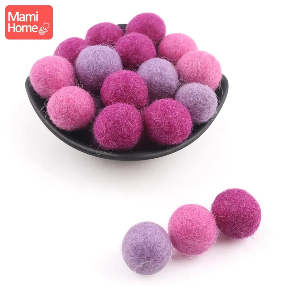 purple Wool ball 25 шт., шерстяные шарики, цветные бусины, рождественский подарок, поделки своими руками, аксессуары для ухода за ребенком, Декор, войлок, шерсть, мягкое изготовление детской кровати - Цвет: purple Wool ball