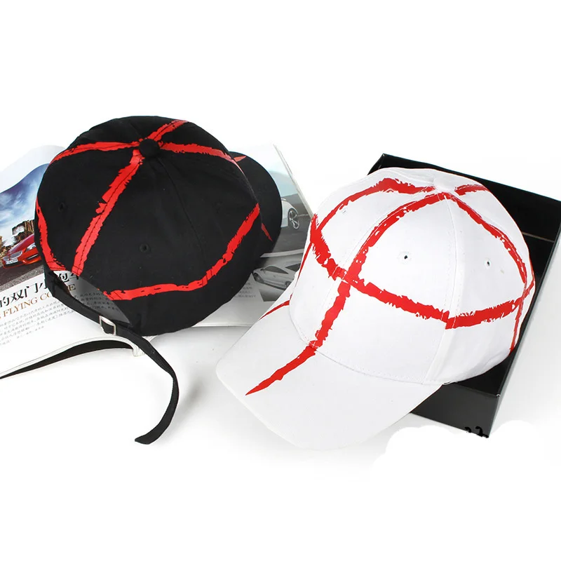 Тренд Doodle черный белый уличный хип хоп танец Новинка Casquette Peaked cap открытый мяч