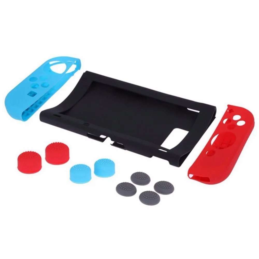 11 в 1 силиконовый чехол для Nintendo Switch NS Console защитный чехол с рукояткой колпачки для джойстиков Joy-Con, консоль
