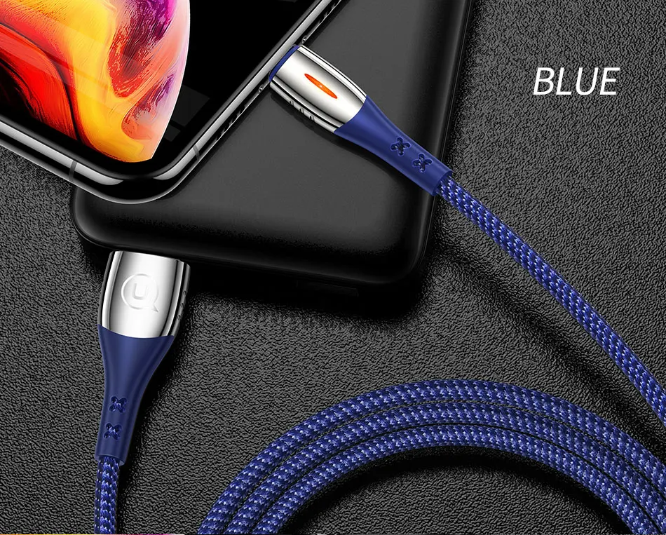 USAMS интеллигентая(ый) Мощность-USB кабель для передачи данных для iPhone XS MAX XR 8 7 6 5S se 5 авто Мощность off быстрое зарядное устройство для трансмиссии телефонный кабель