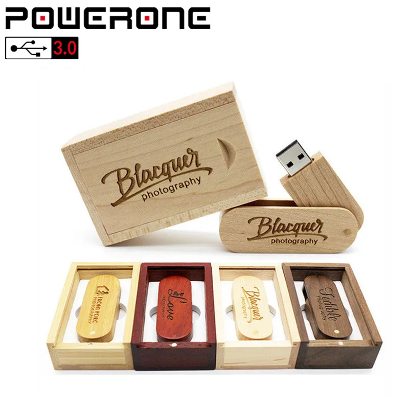 POWERONE USB 3 0 (1 шт. Бесплатный Пользовательский логотип) Деревянный usb с коробкой флеш