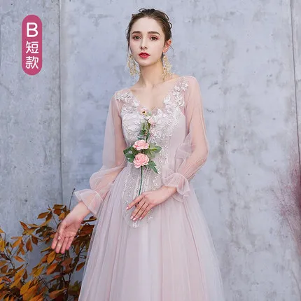 B Pink Short 80 KBS093# серые, розовые вечерние платья для выпускного вечера, новые весенне-летние платья подружки невесты, платье средней длины для сестры, платье для выпускного вечера, короткое - Цвет: B Pink Short 80