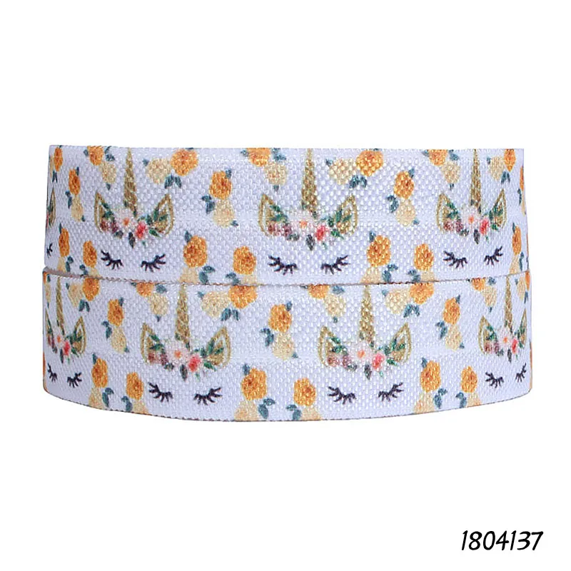 

(50 yards/lot) New arrival unicorn and flower printed fold over elastic foe