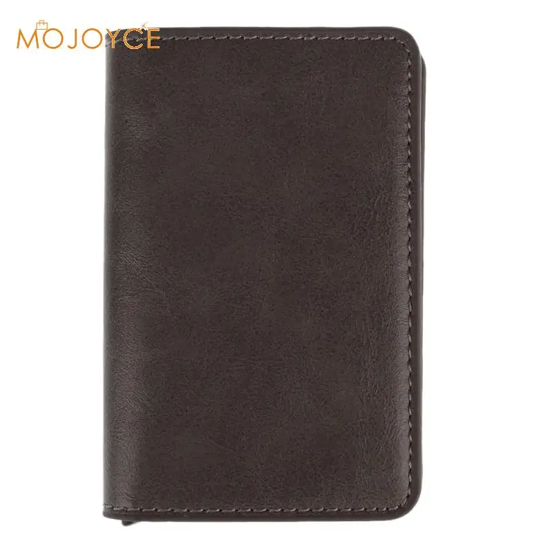 Dark Brown Твердый ID металлический держатель для кредитных карт, Высококачественная алюминиевая искусственная кожа с примесями, визитные кредитные карты, кошельки 100X70X15 мм - Цвет: Dark Brown