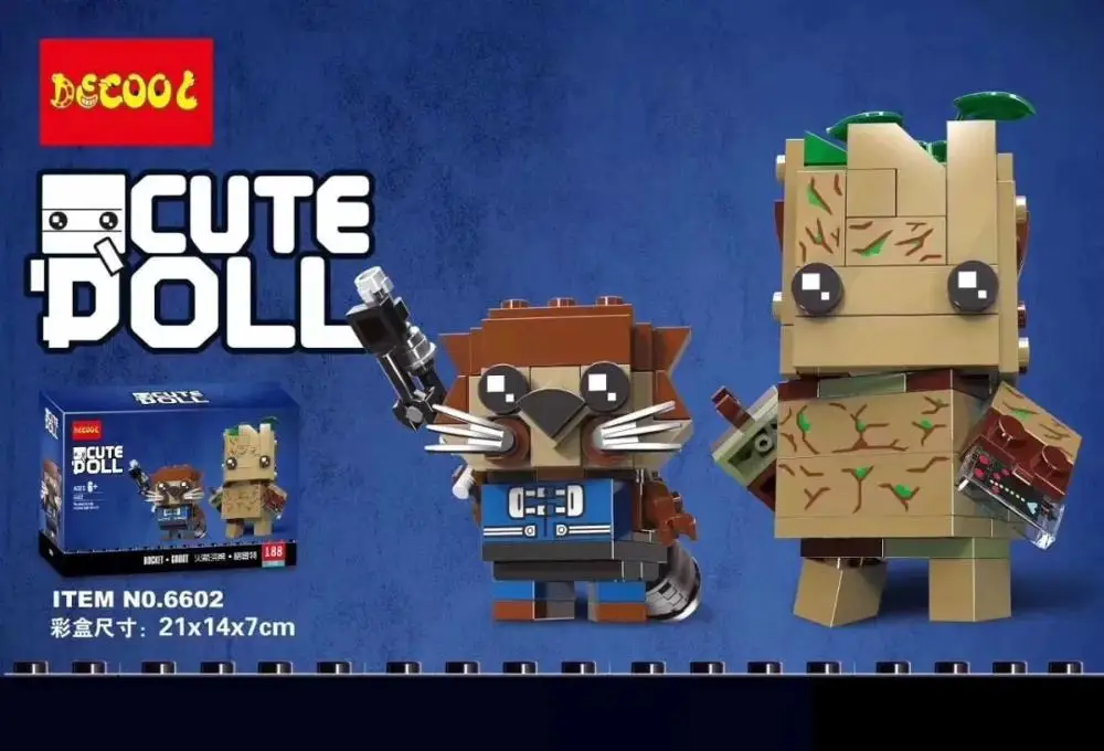 6602 with box Новое поступление, конструктор Kennie Groot& Rocket Steve& crepper Owen& Blue Brickheadz, фигурки для детей, подарки - Цвет: 6602 with box