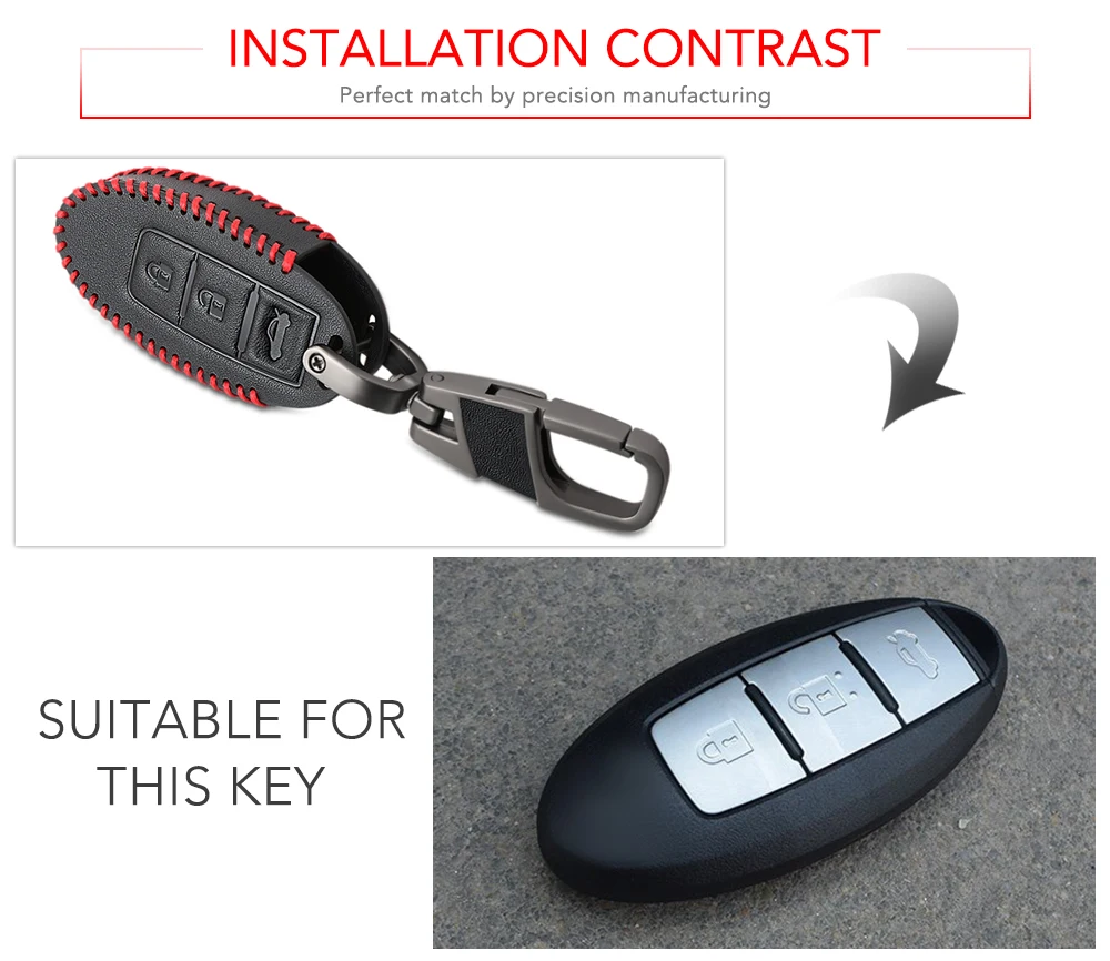 Leather Car Key Covers Case For Nissan Qashqai Pathfinder Versa Tidda Murano Rogue X-Trail Smart Jacket With Keychains | Автомобили и