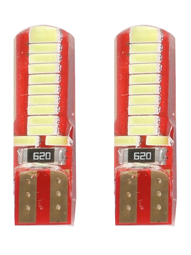 2 шт. автомобильная лампа T10 LED 4014 24SMD 6500K Диодная белые клиновидные