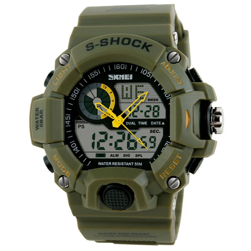 Новый 2016 КАМУФЛЯЖ S Шок Спортивные Часы Кварца Людей Dual Time аналоговый Цифровой
