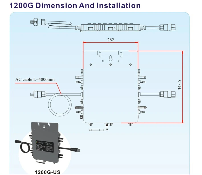 ETL перечисленный 1200W микро сеточный инвертор с силовой линией связи fuction 20 55V DC