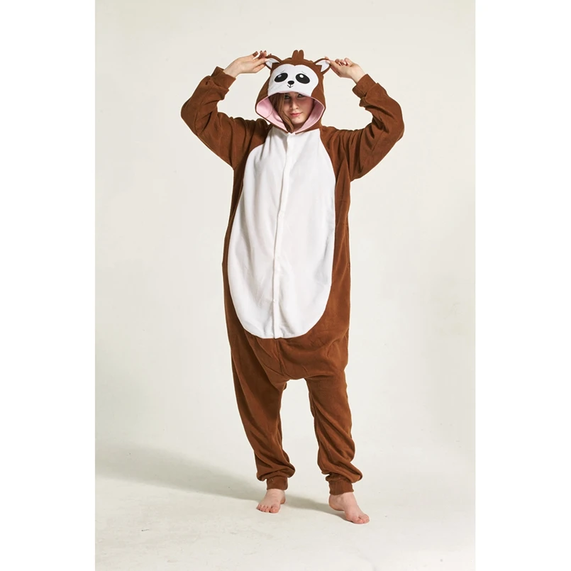 Коричневая обезяна Пижама для животных Onesie Толстовка взрослых женщин и мужчин