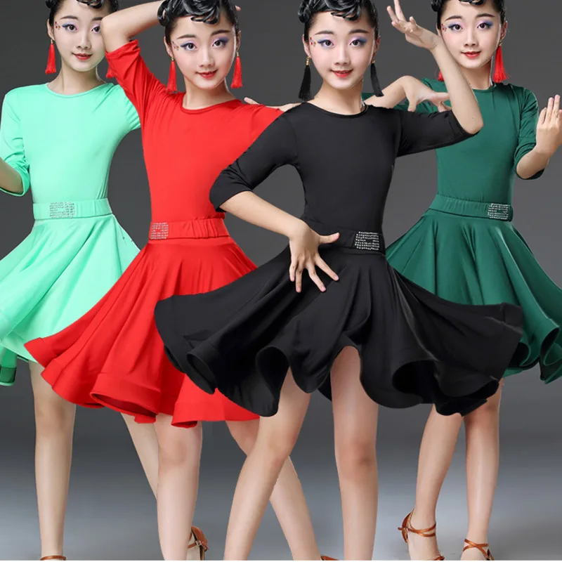 2020 платья для латинских танцев девочек бальное платье бархатная детская юбка