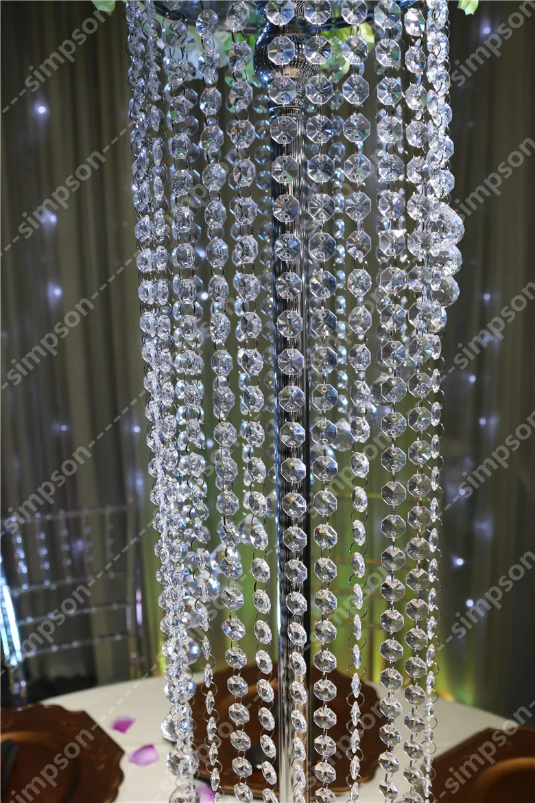 安い フリー無料10ピース/ロットアクリルクリスタル27インチ背スパイラル花スタンドリード道路結婚式のセンターピースイベントパーティーdecorati