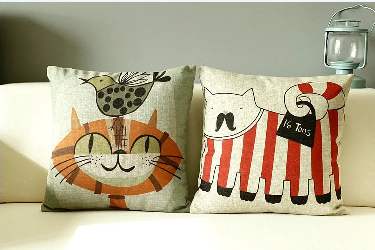 Абстрактная Милая большая толстая Подушка для кошки мультяшная подушка льняная