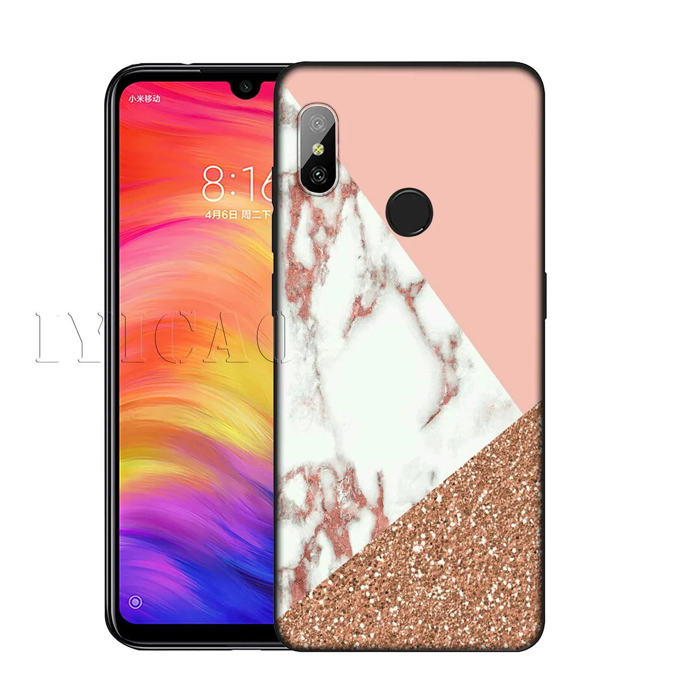 IYICAO Marble Gold Pink rose Glitter Dust Soft Silicone Case for Xiaomi Mi 10 9 9T CC9 CC9E 8 SE A3 Pro A1 A2 Lite 6 f1 |