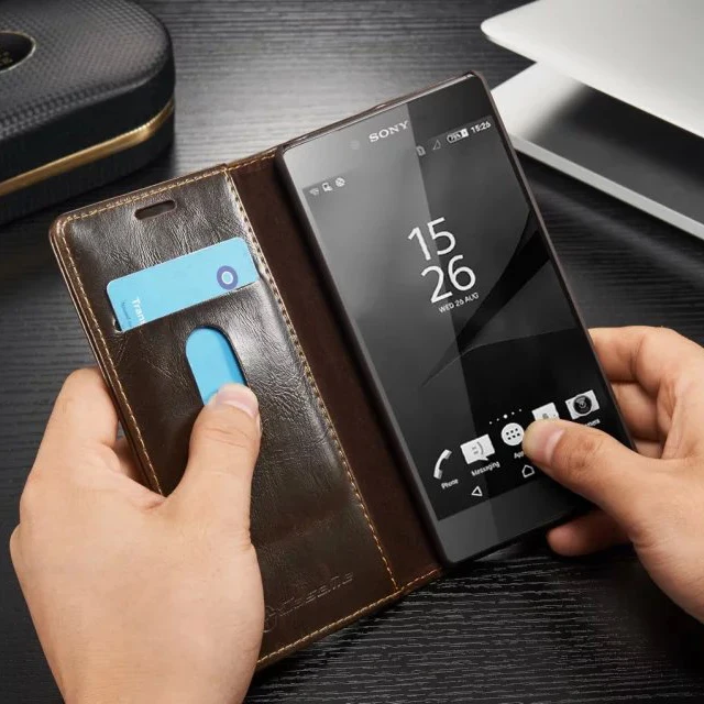 For Sony Z5 Case Luxury Magnetic Auto Flip Original Mobile Phone Cases Xperia Cover Genuine Leather Wallet Bag | Мобильные телефоны