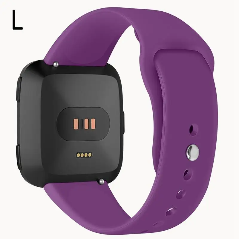 Dark Purple Мягкие силиконовые Замена спортивные часы-браслет ремешок для Fitbit Versa Lite Edition браслет 15 цветов S L Размер - Цвет: Dark Purple