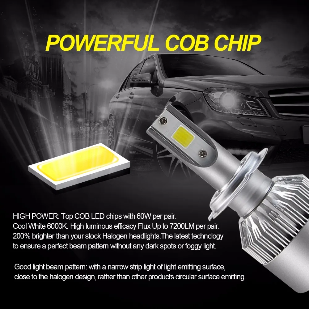 CARLITS 2 шт. H7 H4 LED H1 H11 H8 H9 H3 9005 9006 HB2 HB3 автомобильная лампа супер яркая светодиодная 72