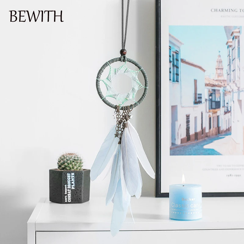 BEWITH 2 Colors Mini Heptagram Dreamcatcher &amp Wind Chimes Necklace For Lady Kidɽ Bedroom Decor Car Bag Decoration Gift BXR049 | Дом и