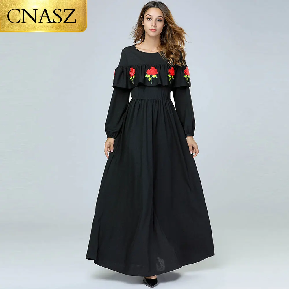 2018 г. Кафтан UAE Abaya джинсовый хиджаб с вышивкой в Дубае мусульманское платье для