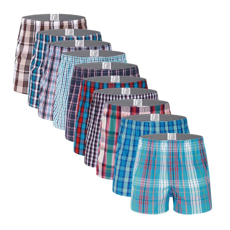 Трусы боксеры мужские классические в клетку 10 шт.|men underwear|underwear trunksboxer waistband |
