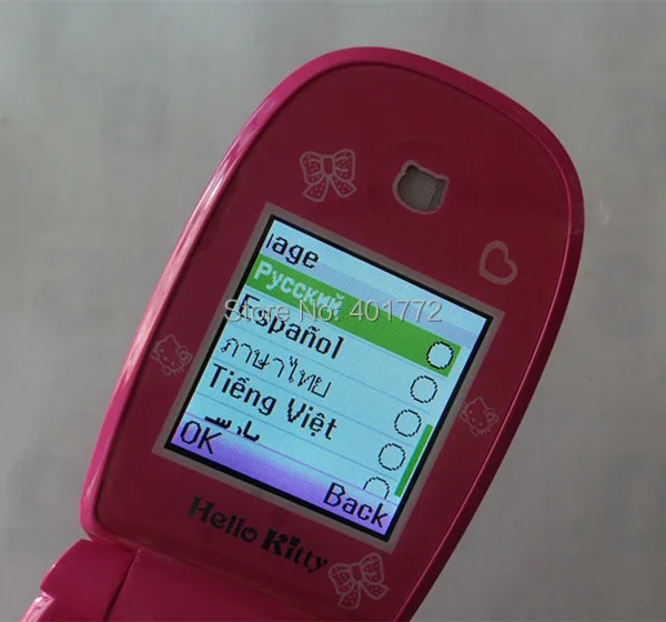 2 батареи флип hello Kitty сотовые телефоны W88 Роскошная Музыка флэш-светильник мини девочка леди детский, для мобильного телефона H-mobile W88