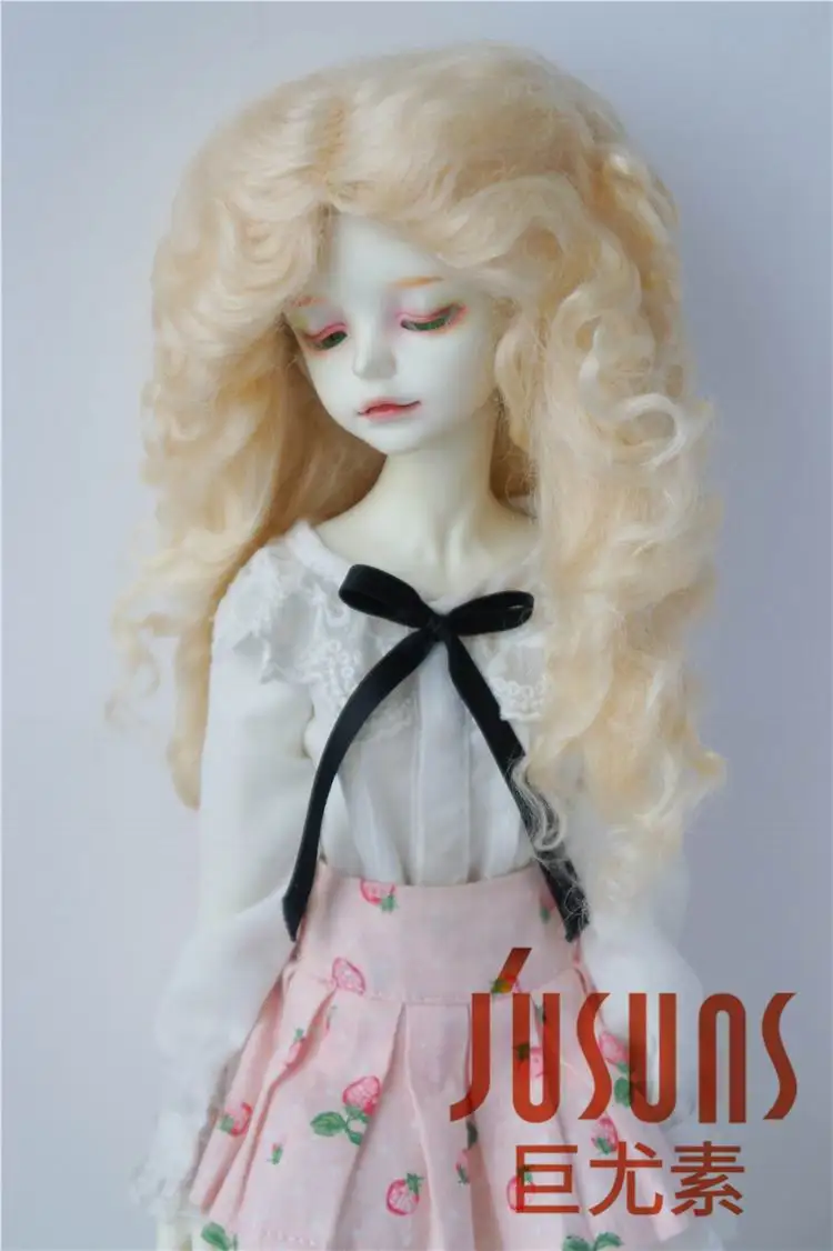 Blond M9 JD139 MSD мохеровый парик для куклы 1/4 длинный Середина расставания кудрявый кукольный парик 7-8 дюймов аксессуары для кукол - Цвет: Blond M9