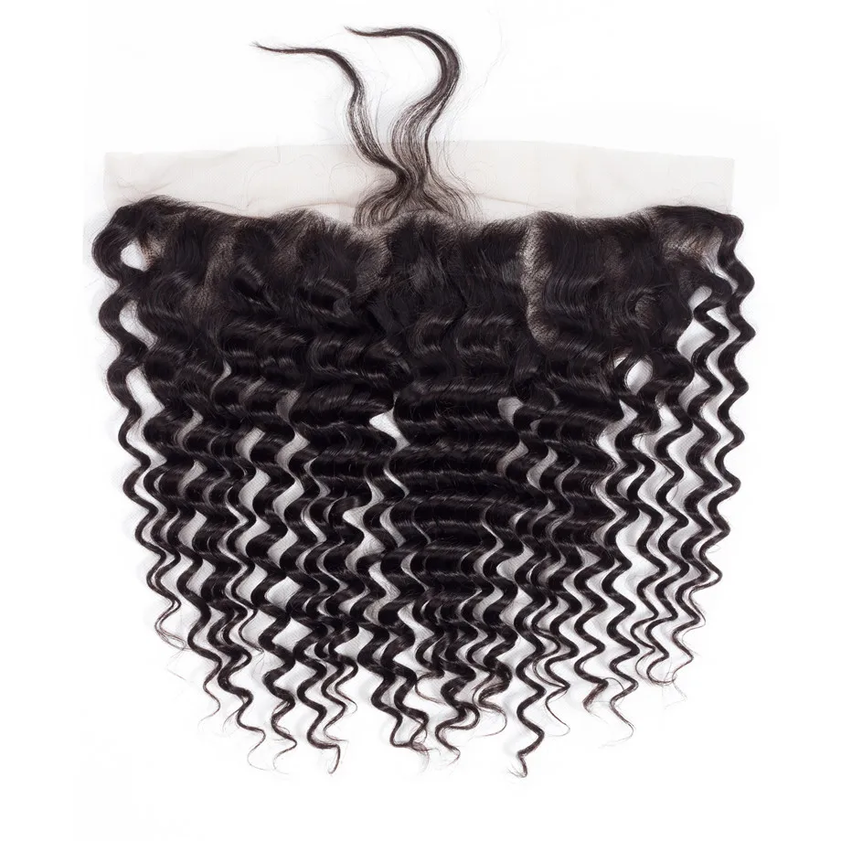 Естественный цвет Bling Hair бразильские глубокая волна Закрытие 13*4 Кружева Фронтальная Remy человеческие волосы закрытие свободная часть с детскими волосами натуральный цвет "-22" - Цвет: Естественный цвет
