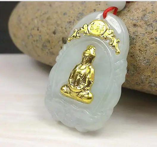 

New Design Guanyin fo Gold Jade Pendant For Men Women Hot Sales Unisex Necklace Free Shipping