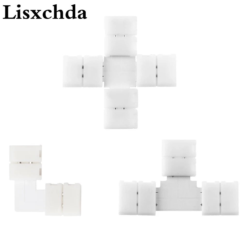 Угловой адаптер для одноцветной светодиодной ленты 3528 8 мм 2pin T L X|8mm connector|l connectorled