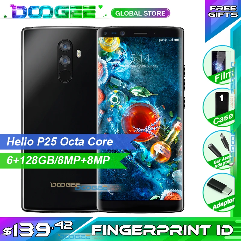 Быстрая DOOGEE Mix 2 5,9" 18:9 FHD+ смартфон P25 Восьмиядерный 16 МП 4060 мАч 6 ГБ+ 64 Гб разблокировка 4G мобильный телефон